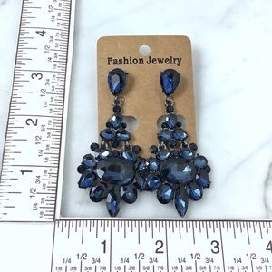 Cherryl’s Jewelry - Navy Blue Crystal Chandelier Event Earrings Cherryl’s Jewelry - Navy Blue Crystal Chandelier Event Earrings